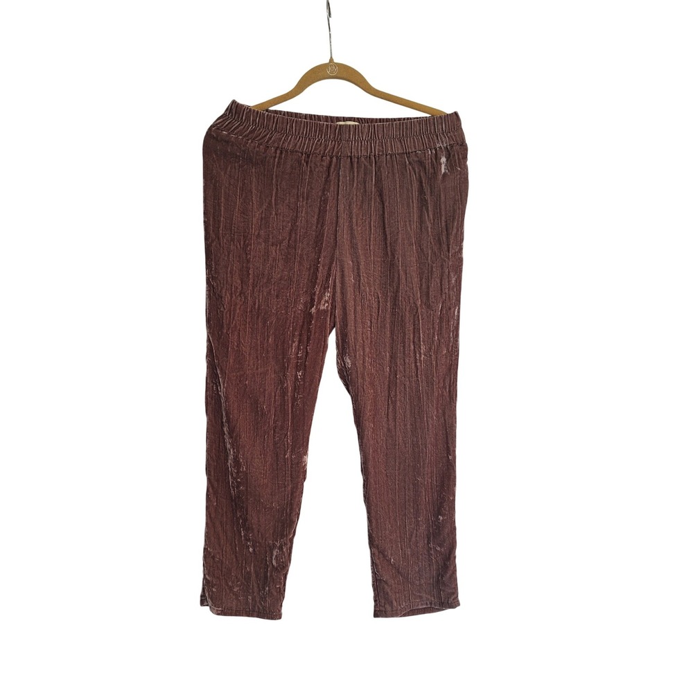 Anthropologie Tina‎ Jo Brown Crushed Velvet Ankle Cropped Pants size S